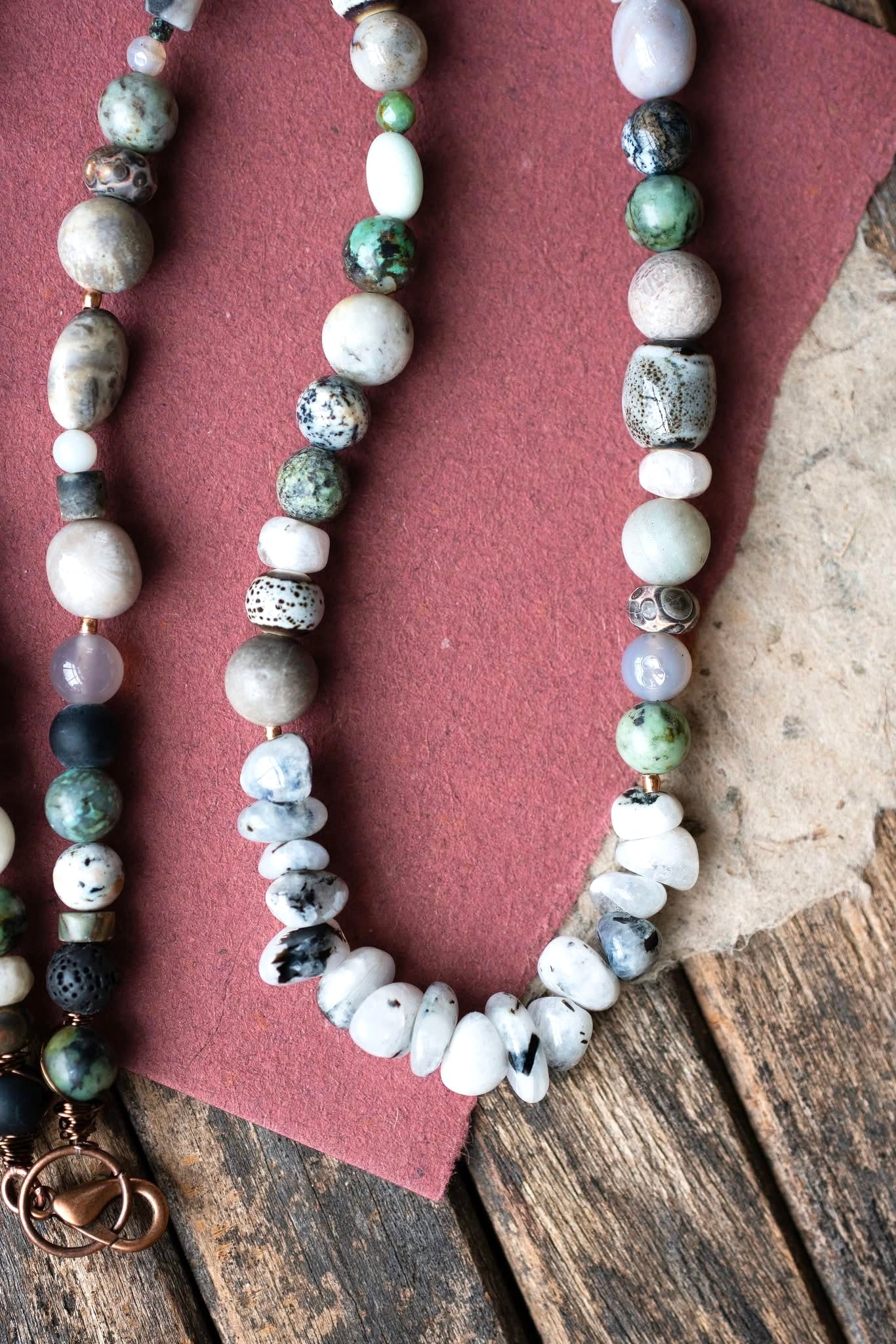Moonstone Rustic Beaded Turquoise Necklace
