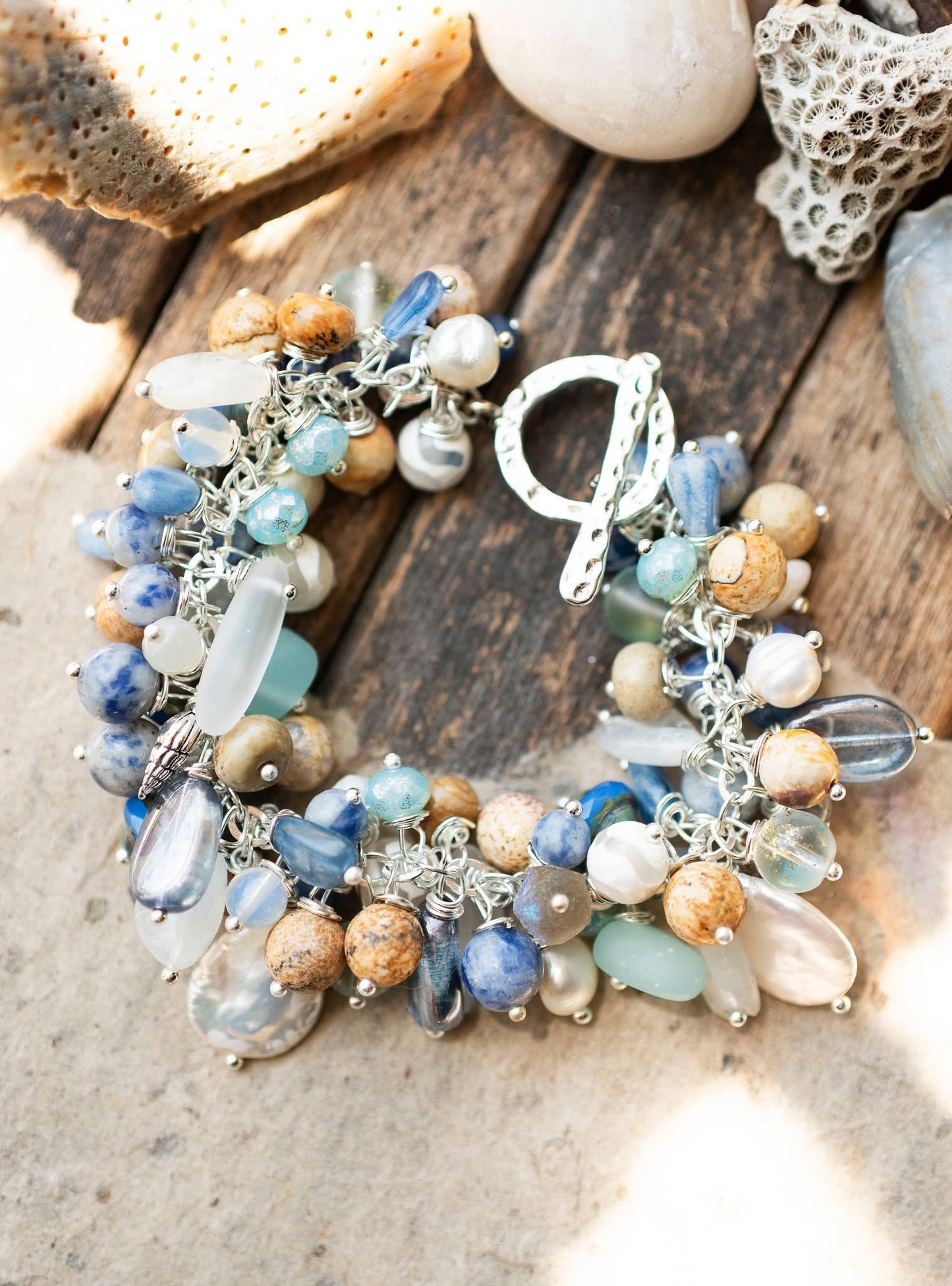 Beach Vibes Summer Gemstone Charm Bracelet