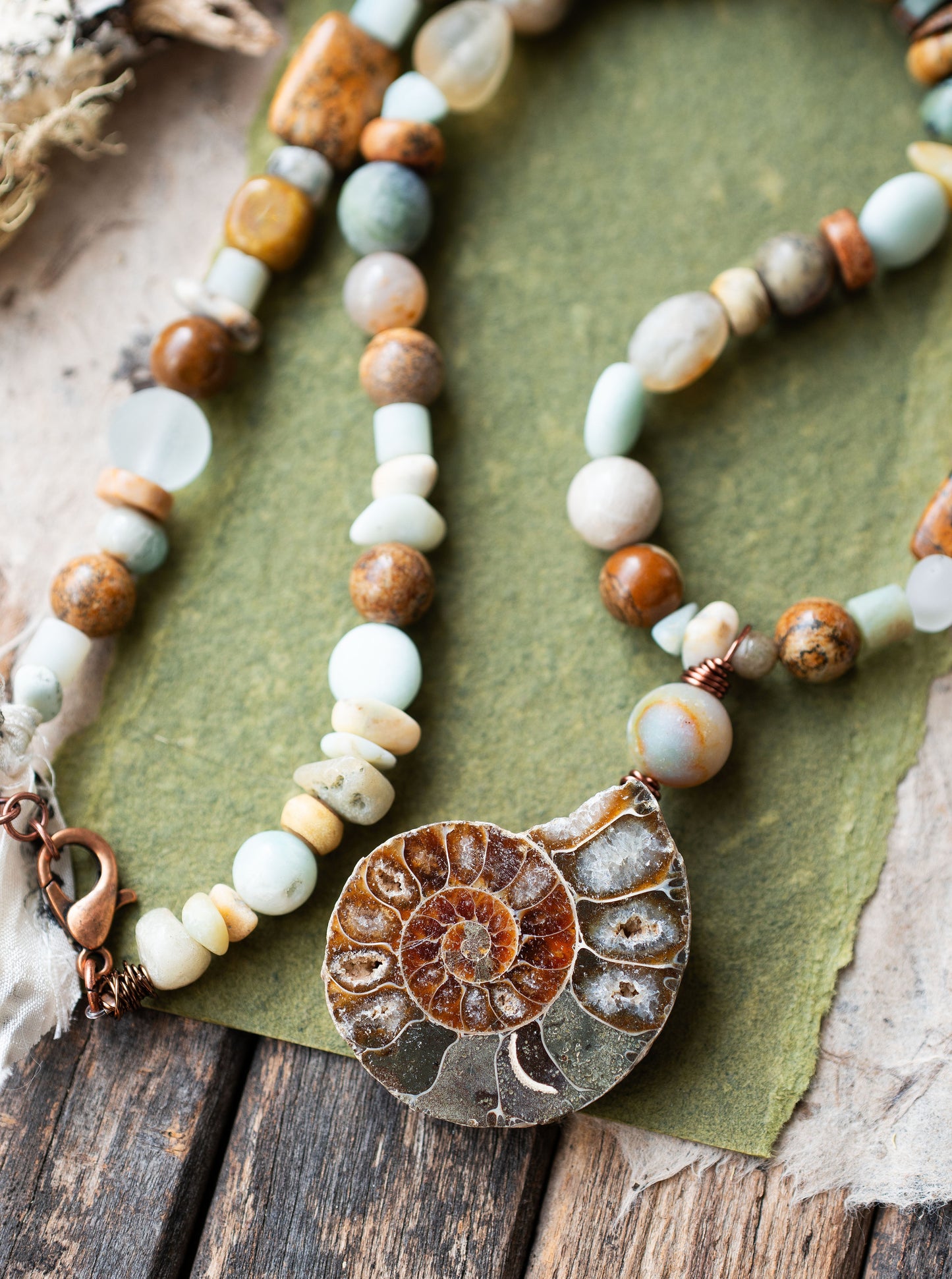 Ammonite Ocean Goddness Fossil Necklace