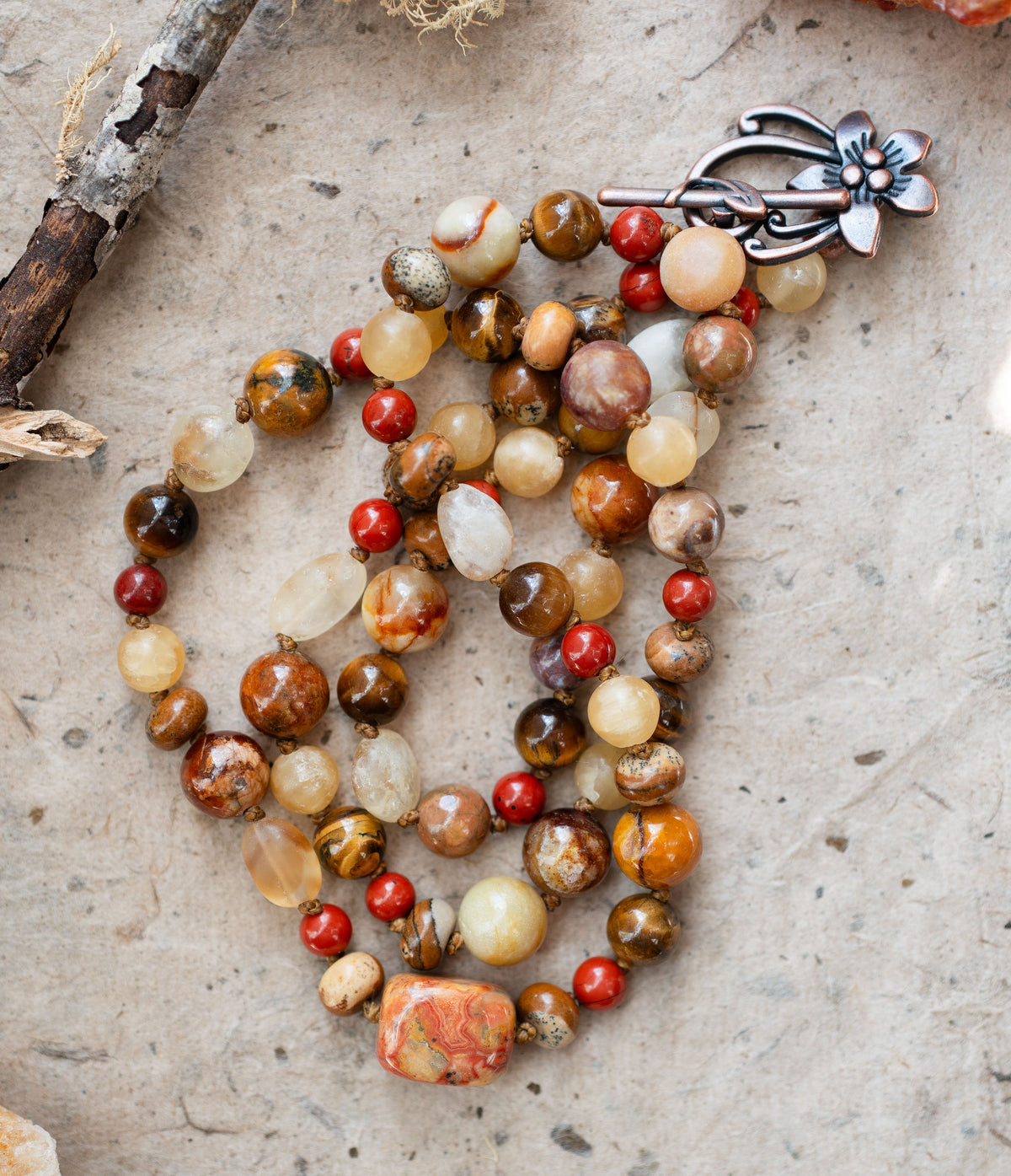 Colorful Fall Leaves Autumn Gemstone Necklace