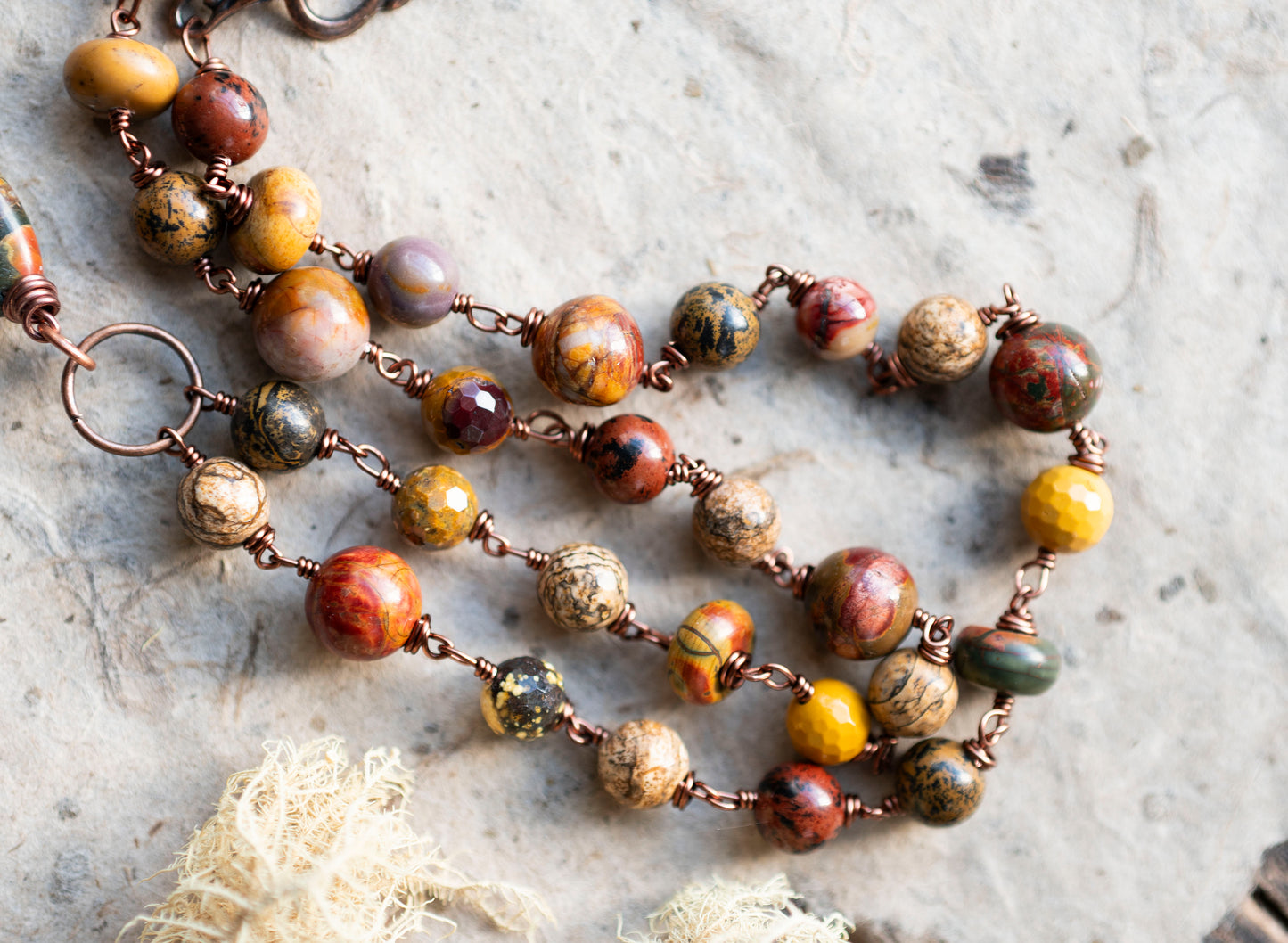 Creek Jasper Yellow Red Pendant Gemstone Necklace