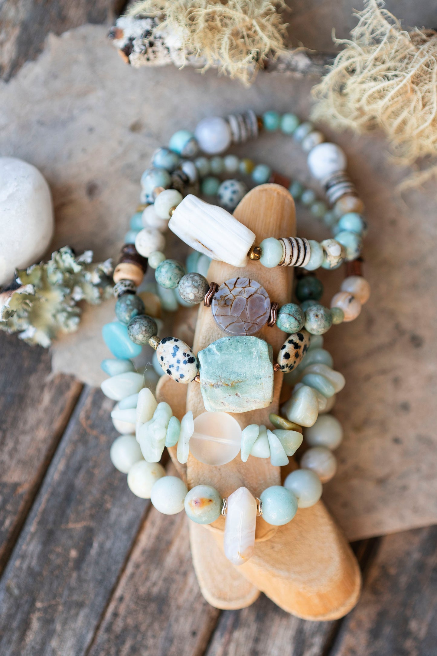 Amazonite & Agate Calming Colors Gemstone Bracelet