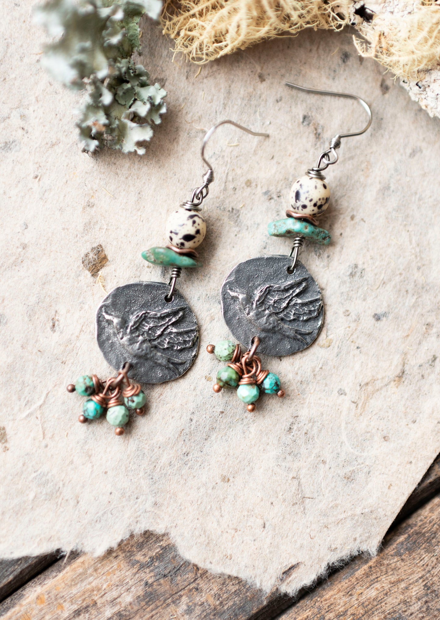 Birds in Flight Turquoise Earrings