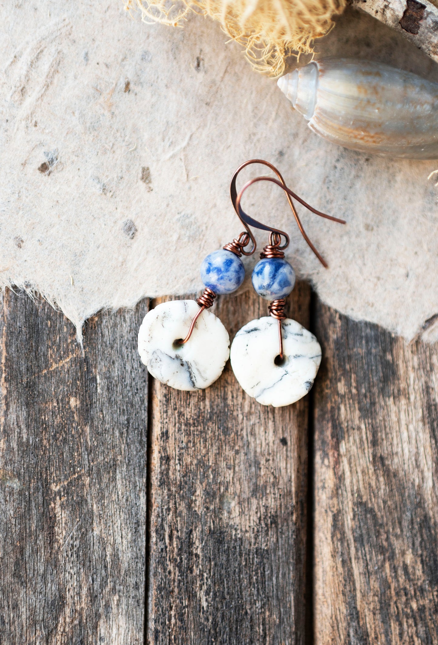 Ocean Inspired Blue Sodalite and White Howlite Earrings