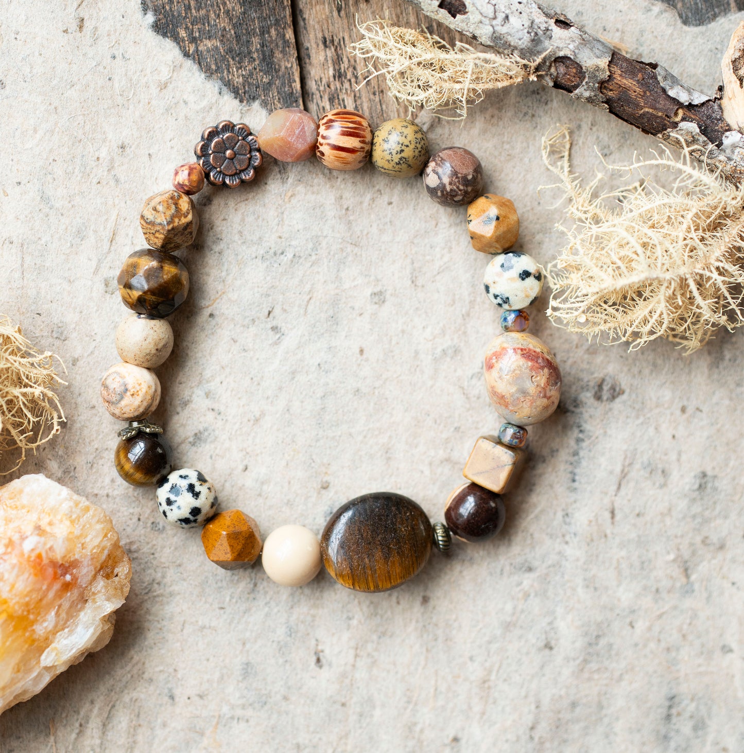 Tiger's Eye Agate Gemstone Jasper Stretch Bracelet