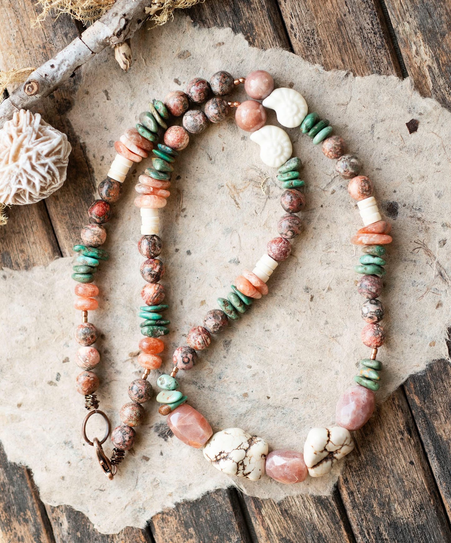 Sunstone Turquoise Beaded Necklace
