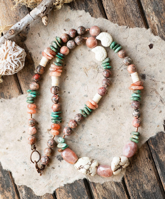 Sunstone Turquoise Beaded Necklace