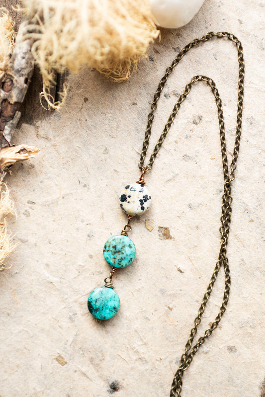 African Turquoise Stacked Necklace