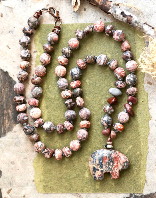 Spirit Bear Pendant Gemstone Necklace