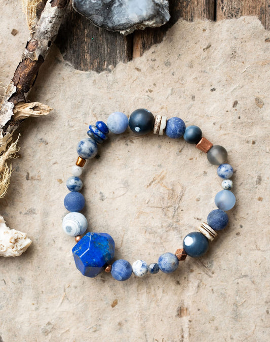 Lapis Lazuli Blue Ocean Inspired Gemstone Bracelet