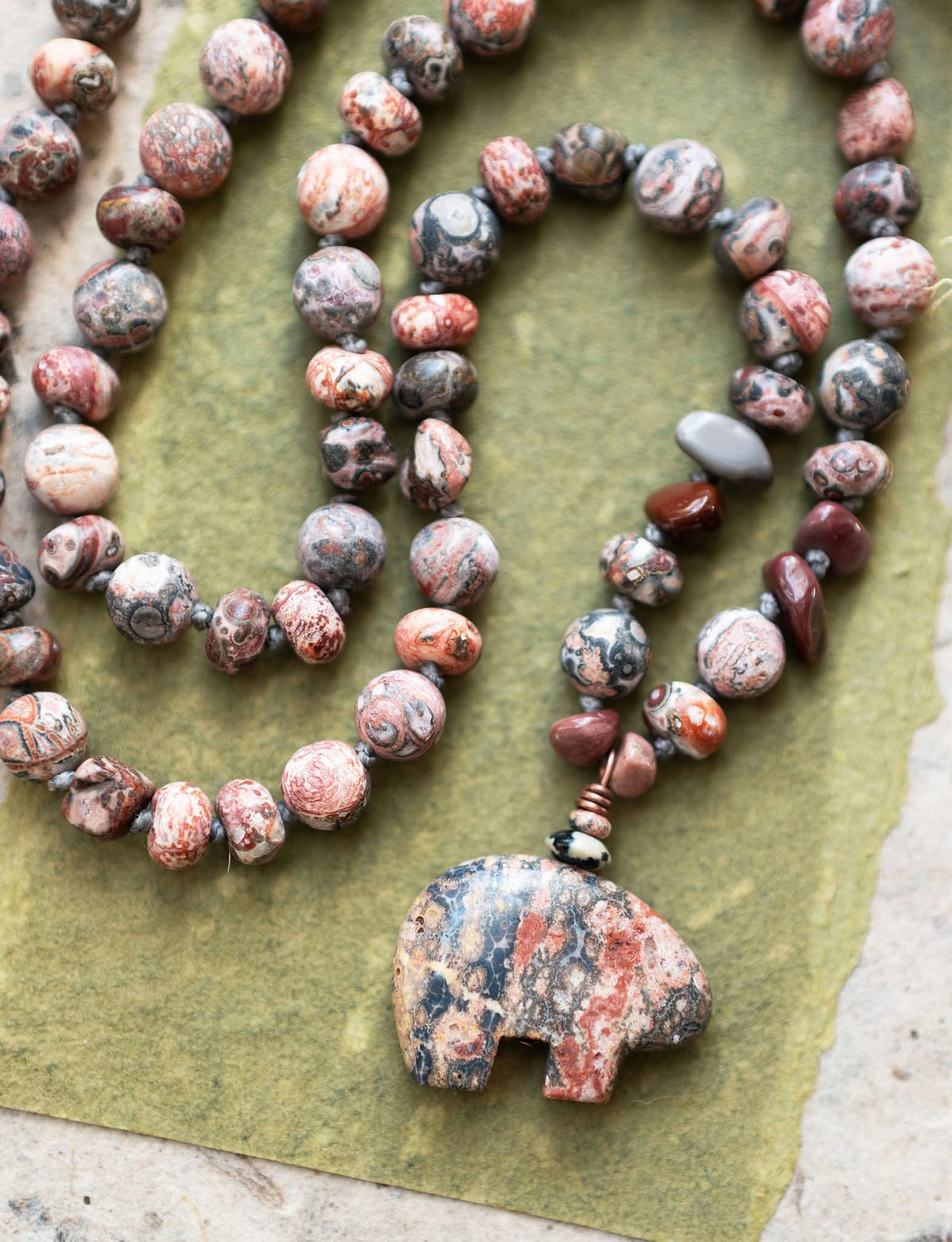 Spirit Bear Pendant Gemstone Necklace