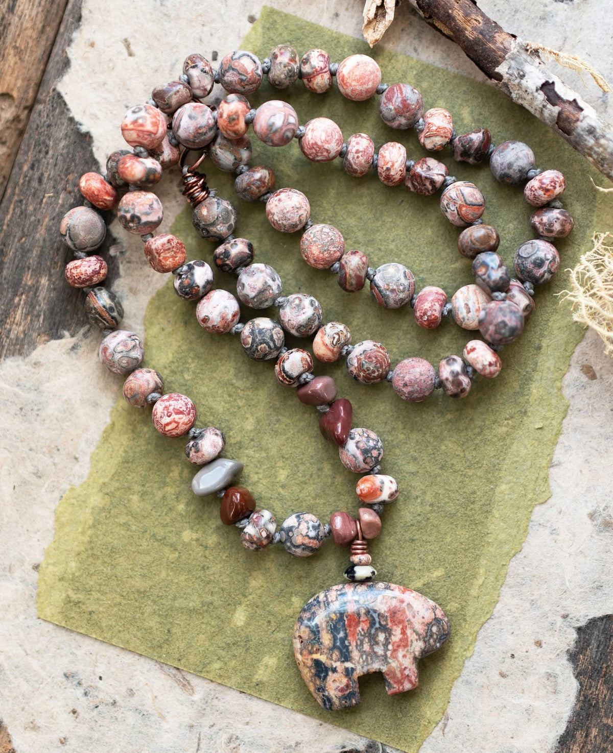 Spirit Bear Pendant Gemstone Necklace