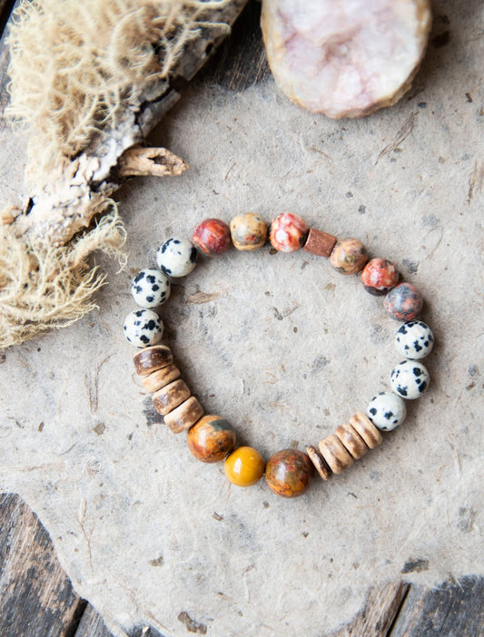 Earthy Boho Yellow Gemstone Stretch Bracelet