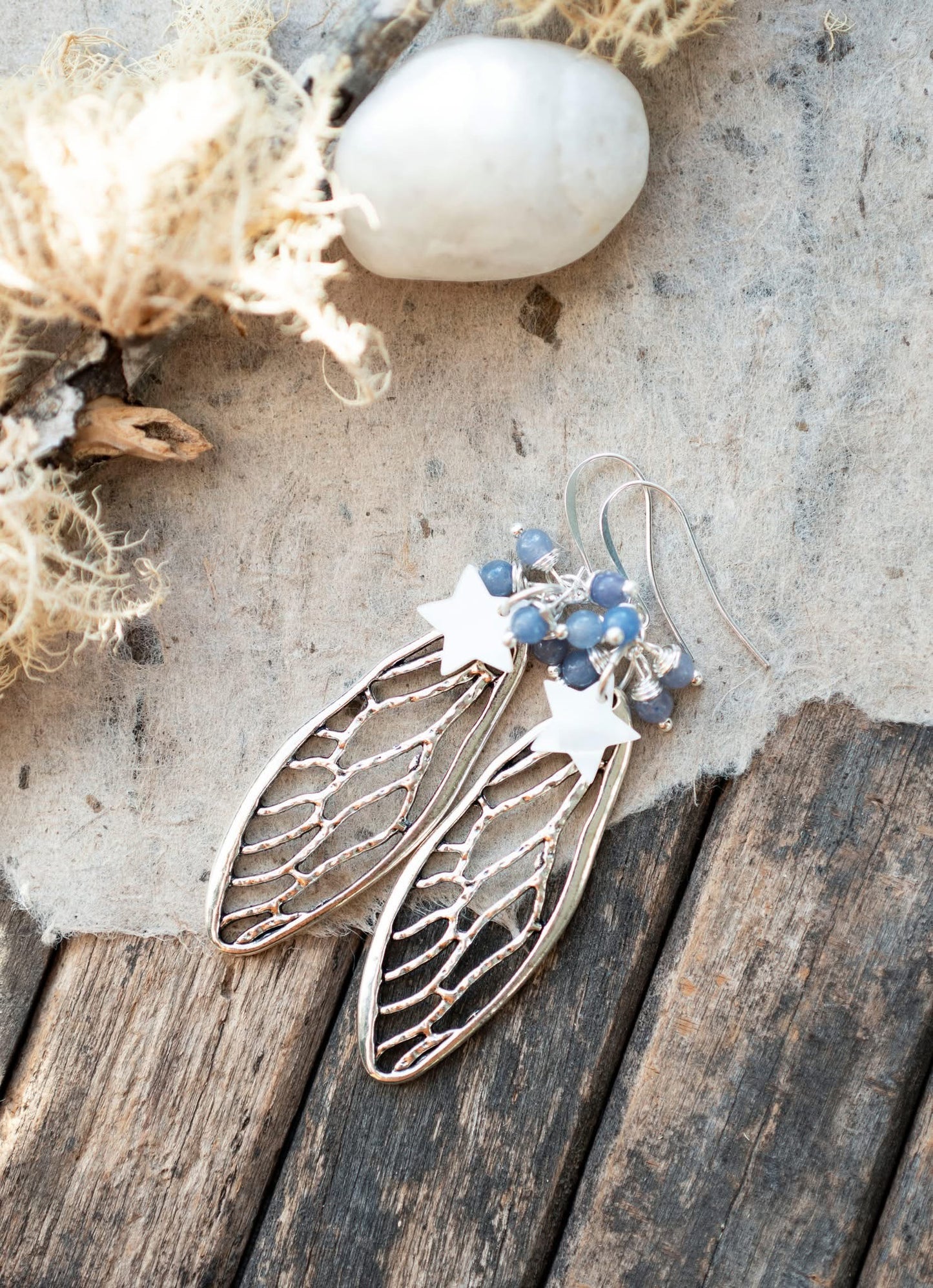 Silver Wings and Stars Earrings