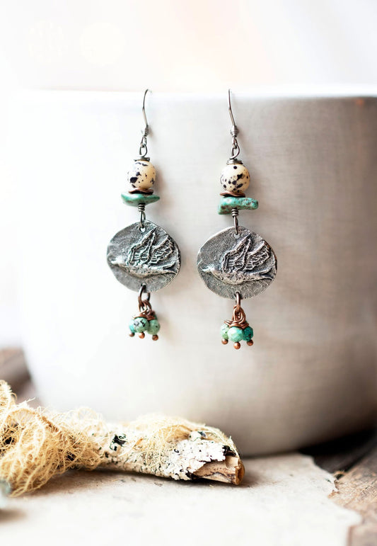 Birds in Flight Turquoise Earrings