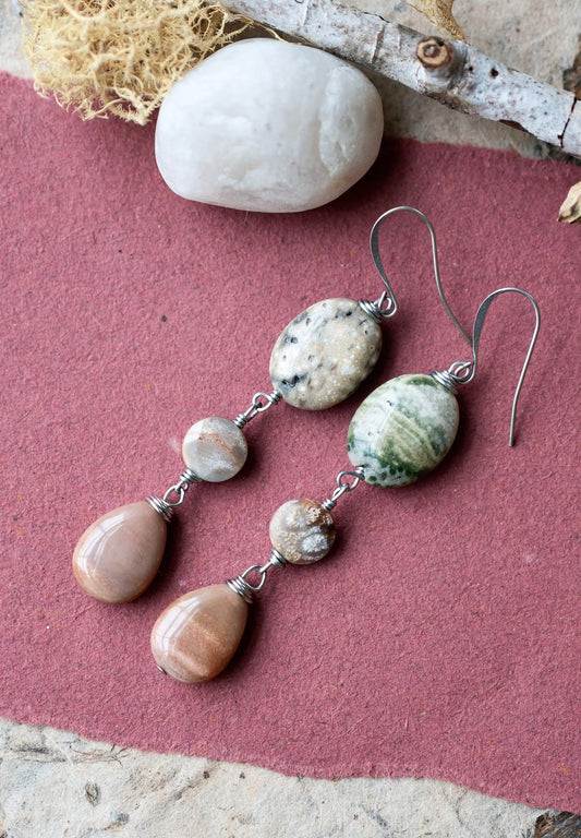 Ocean Jasper Fossil Coral Earrings