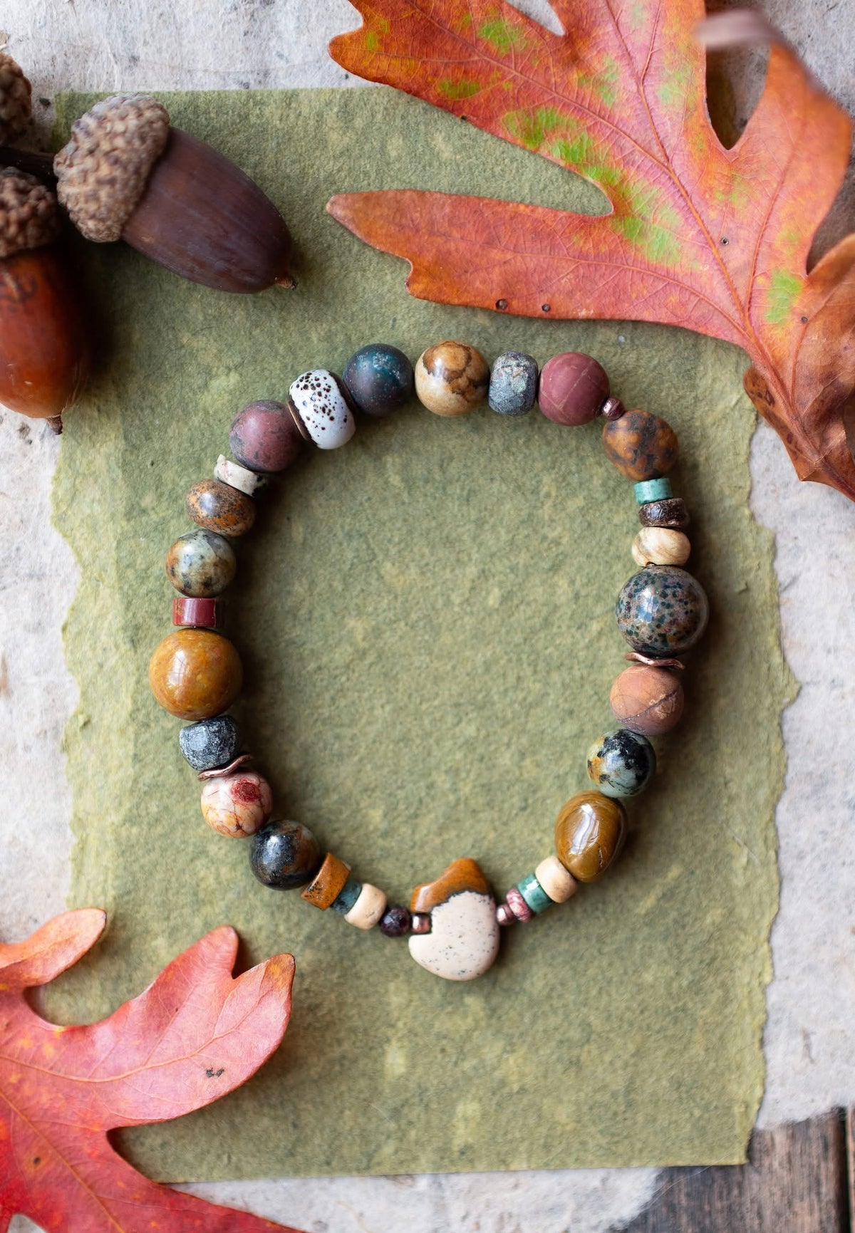 Brown Bear Autumn Gemstone Bracelet