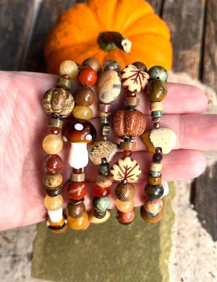 Brown Bear Autumn Gemstone Bracelet