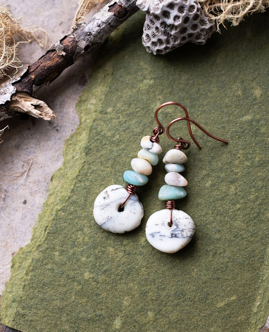 Amazonite Ocean Inspired Magnesite Gemstone Earrings