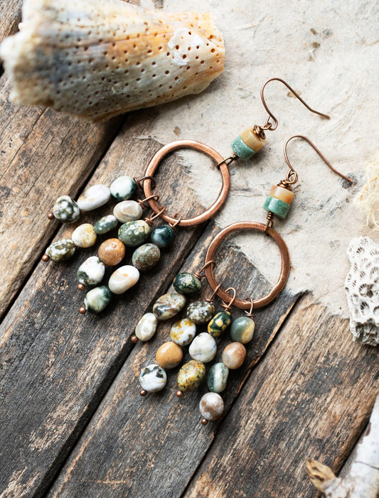 Ocean Jasper Pebble Earrings