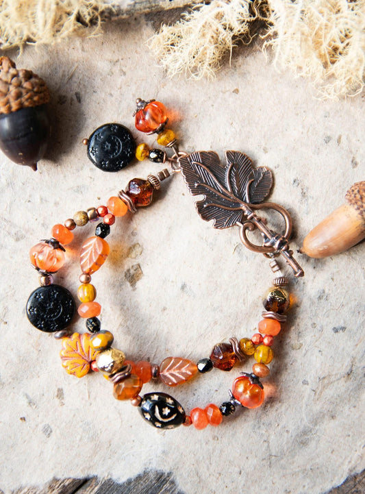 Autumn Harvest Moon Double Strand Bracelet