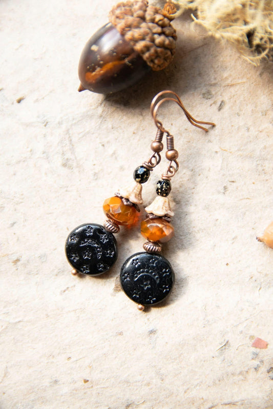 Autumn Harvest Moon Beaded Earrings
