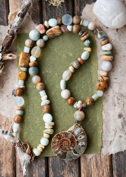 Ammonite Ocean Goddness Fossil Necklace