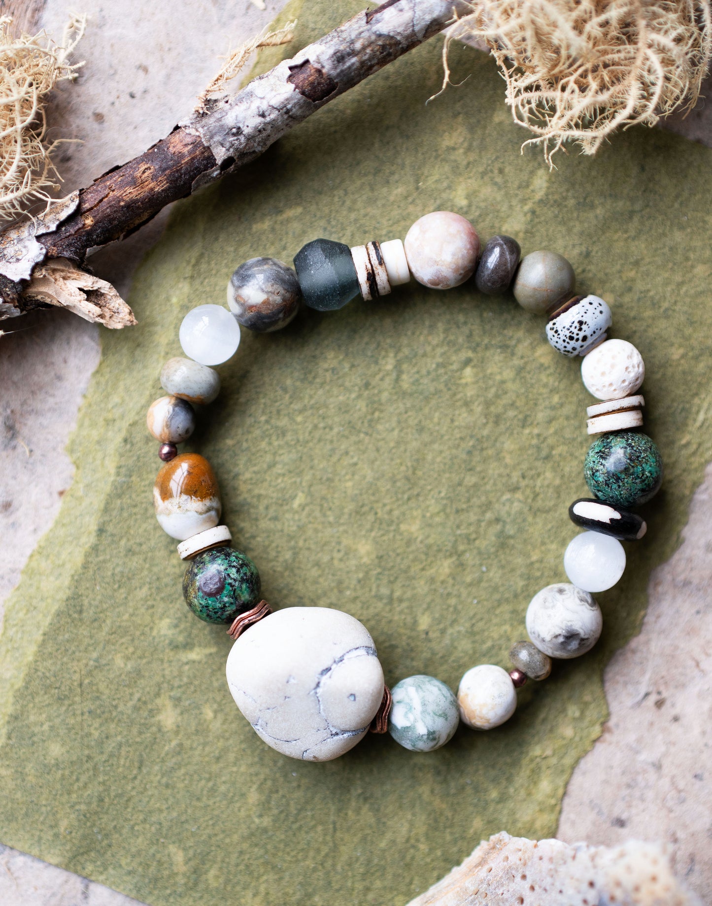 River Rocks Chunky Gemstone Stretch Bracelet