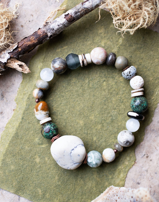 River Rocks Chunky Gemstone Stretch Bracelet