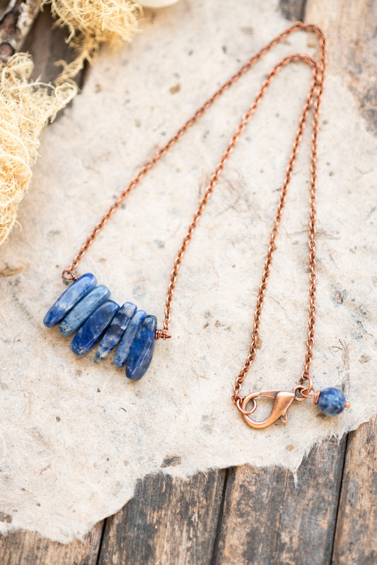 Blue Sodalite Copper Gemstone Necklace