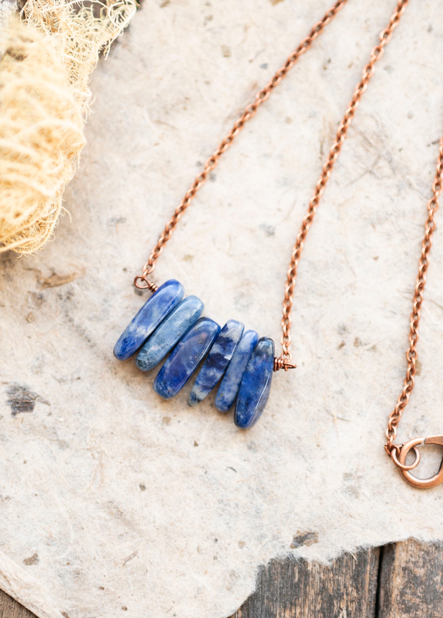 Blue Sodalite Copper Gemstone Necklace