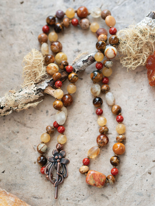 Colorful Fall Leaves Autumn Gemstone Necklace