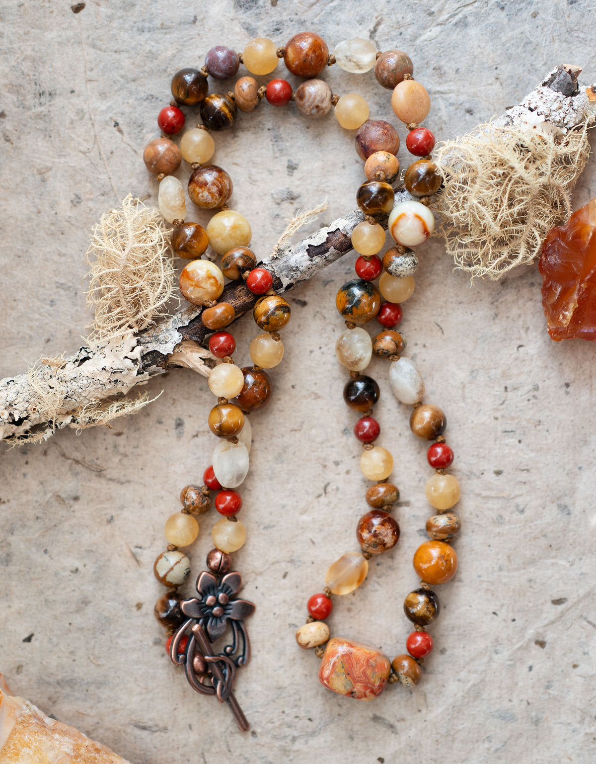 Colorful Fall Leaves Autumn Gemstone Necklace