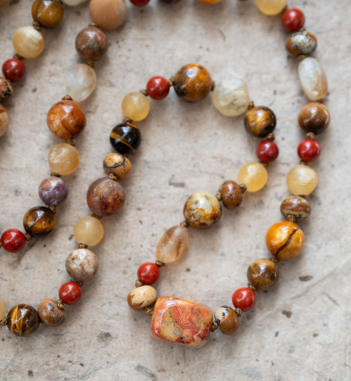Colorful Fall Leaves Autumn Gemstone Necklace
