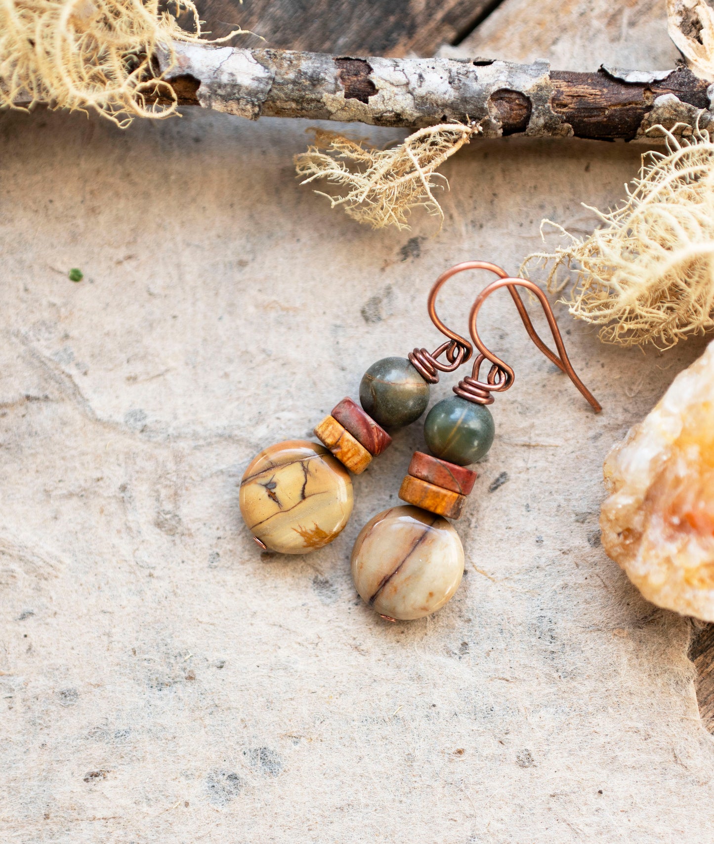 Creek Jasper Stacked Gemstone Earrings
