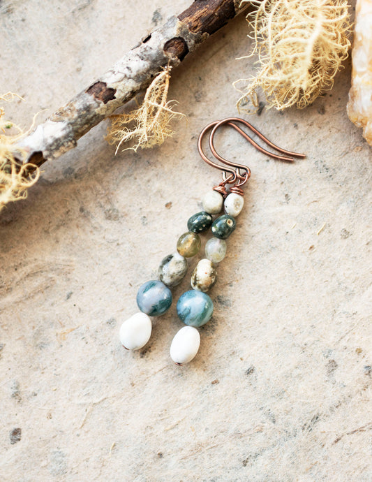Ocean Jasper Rustic Gemstone Earrings