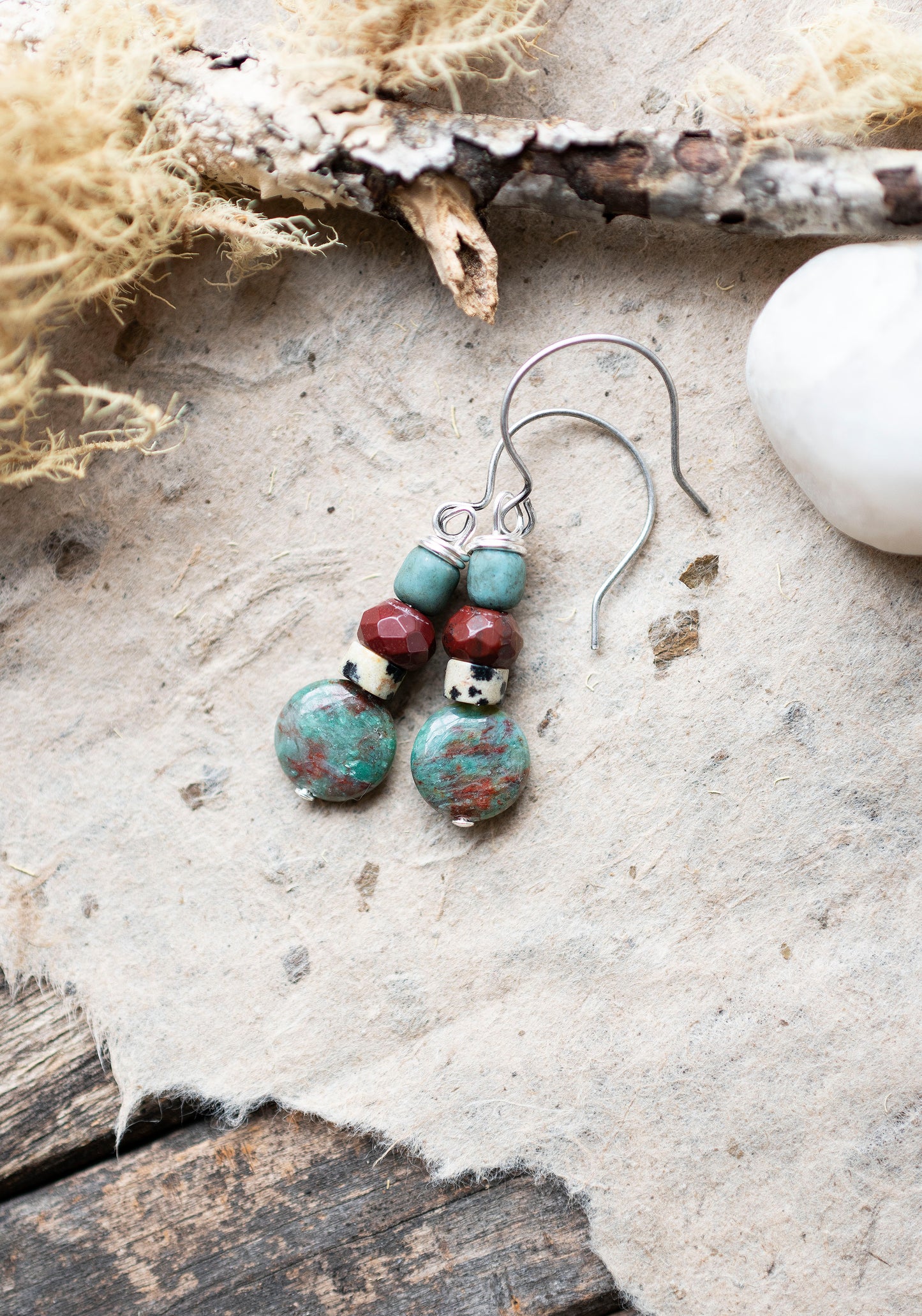 Dragon's Blood Jasper Silver Earrings