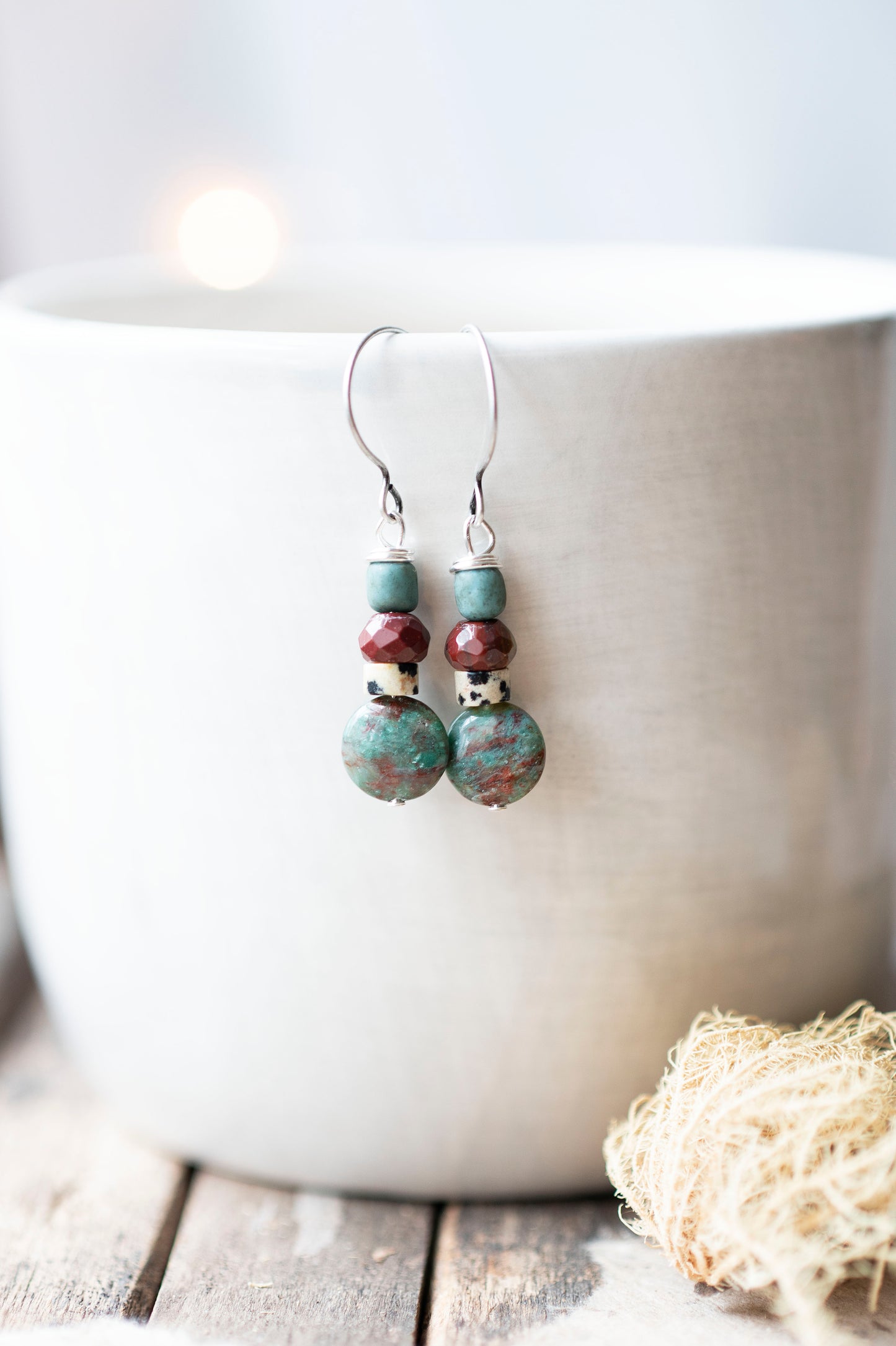 Dragon's Blood Jasper Silver Earrings