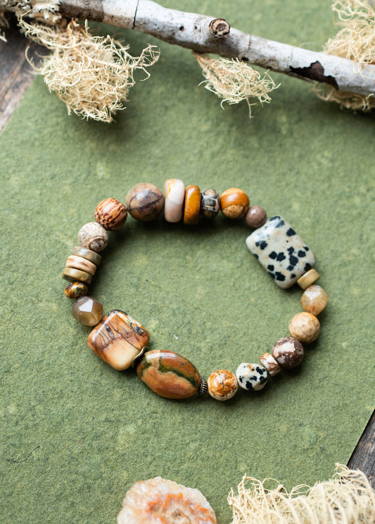 Jasper Rhyolite Earthy Gemstone Stretch Bracelet