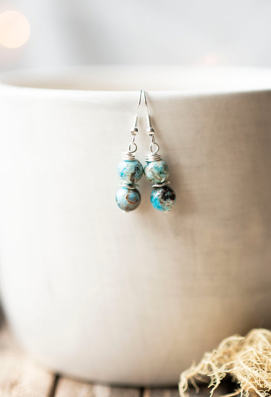 Blue and Silver Apatite Earrings