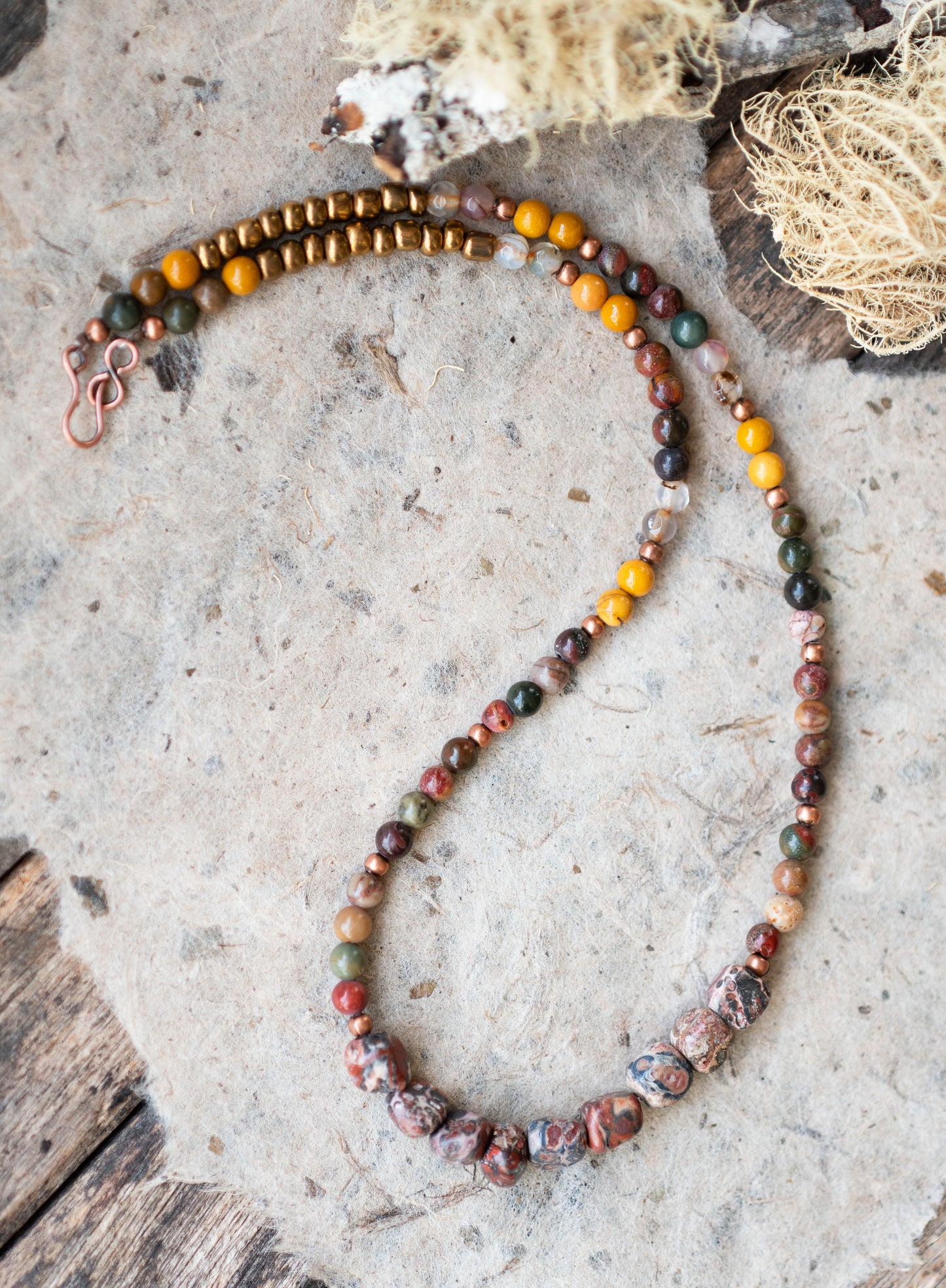 Small Beaded Jasper Gemstone Necklace