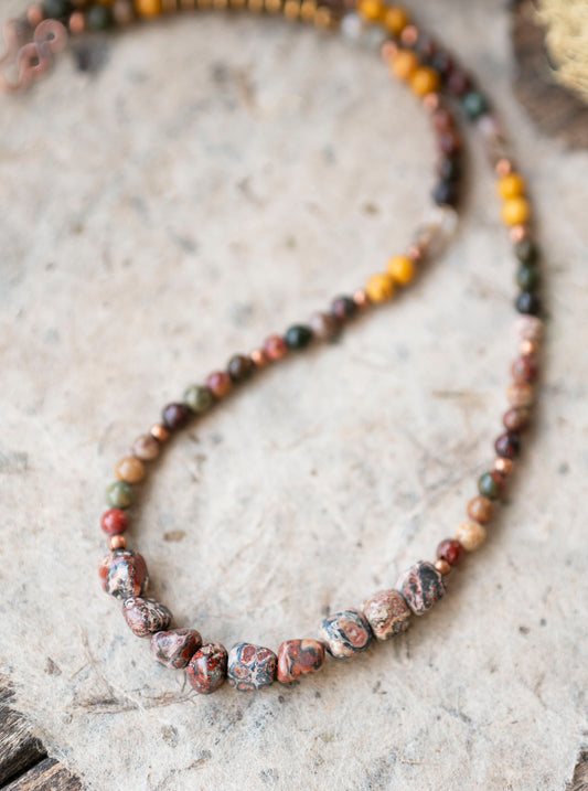 Small Beaded Jasper Gemstone Necklace