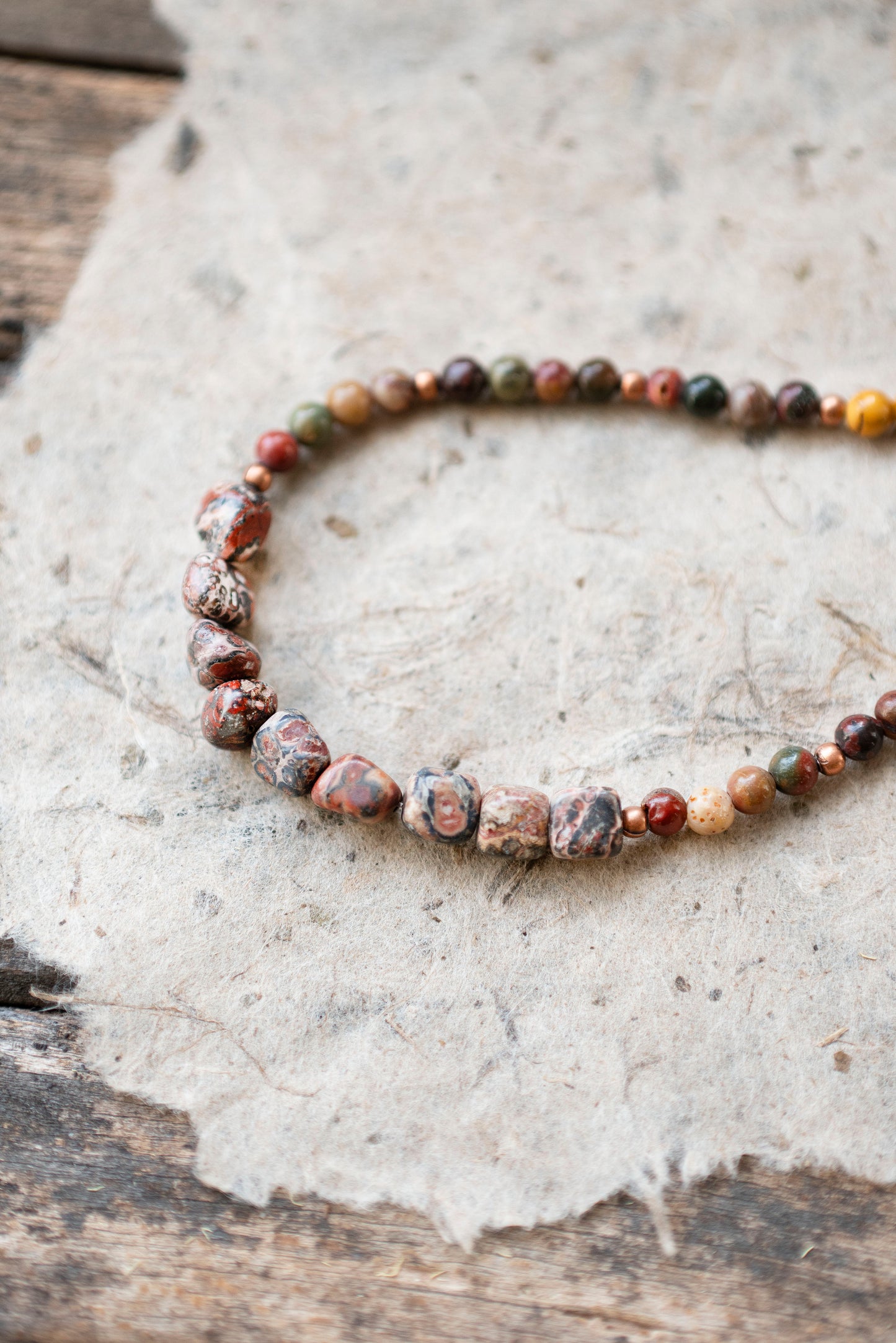 Small Beaded Jasper Gemstone Necklace