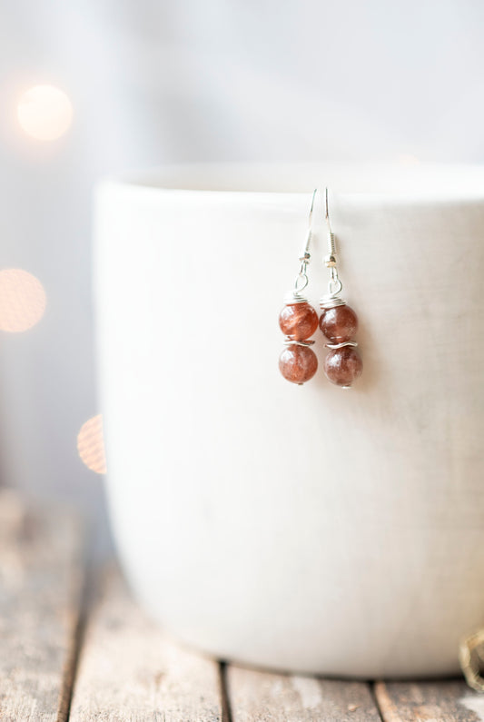 Sunstone Silver Earrings