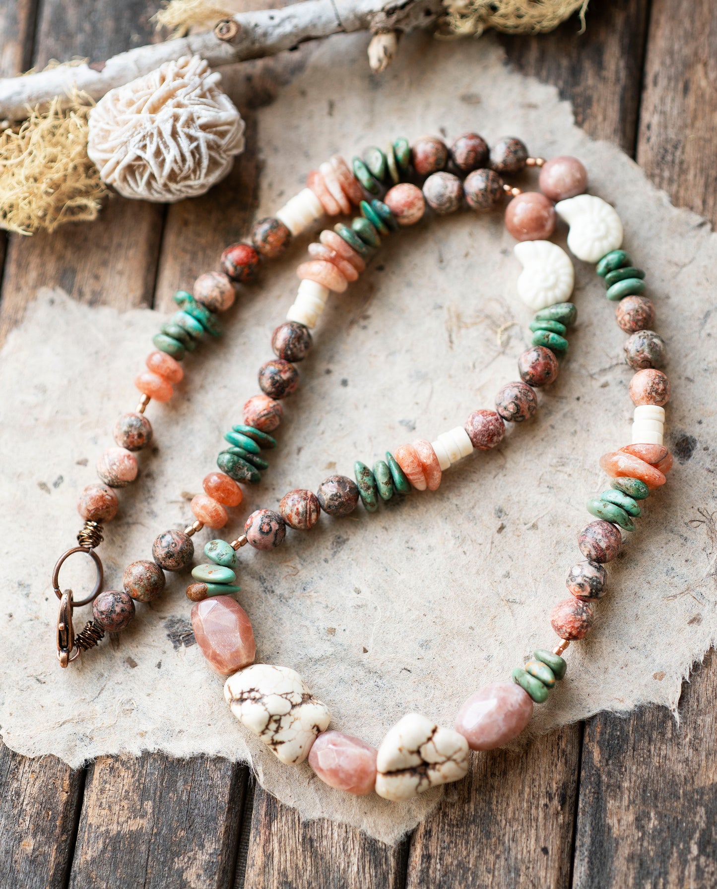 Sunstone Turquoise Beaded Necklace