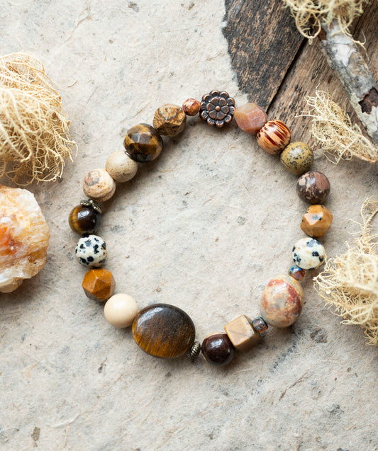 Tiger's Eye Agate Gemstone Jasper Stretch Bracelet